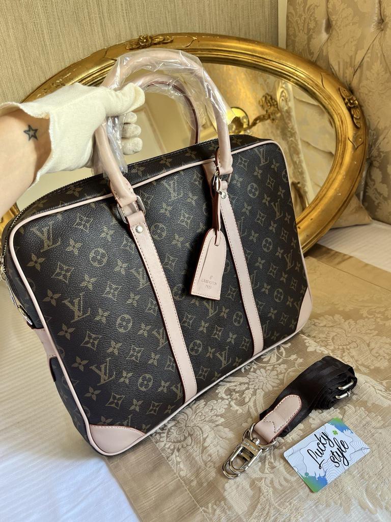 Сумка деловая для ноутбука и документов LV светлая монограмм 777235325