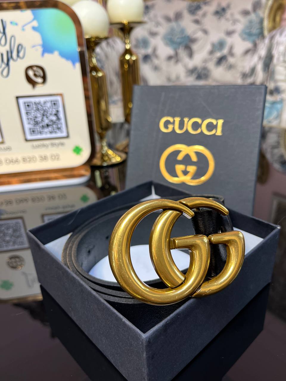 Ремень натуральная кожа Гучи  золото 96369