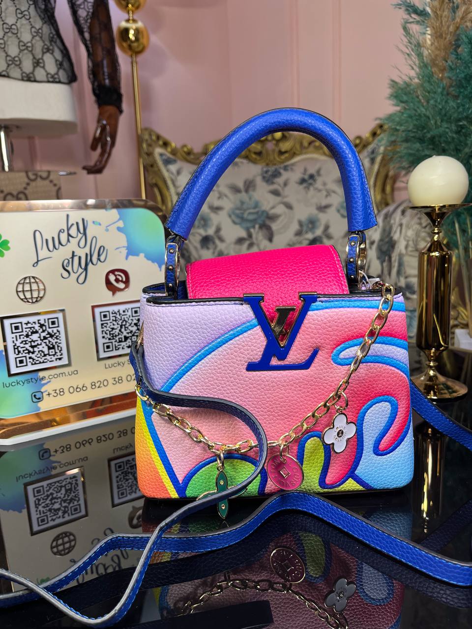 Сумка женская LV capucines mini rainbow 854596