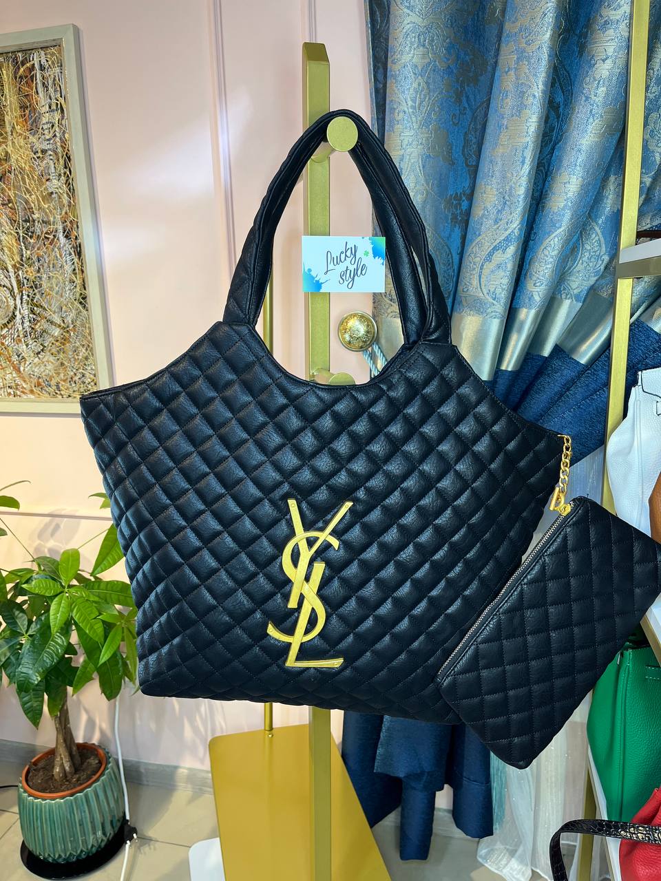 Yves Saint Laurent icare maxi shopping bag черная 64863