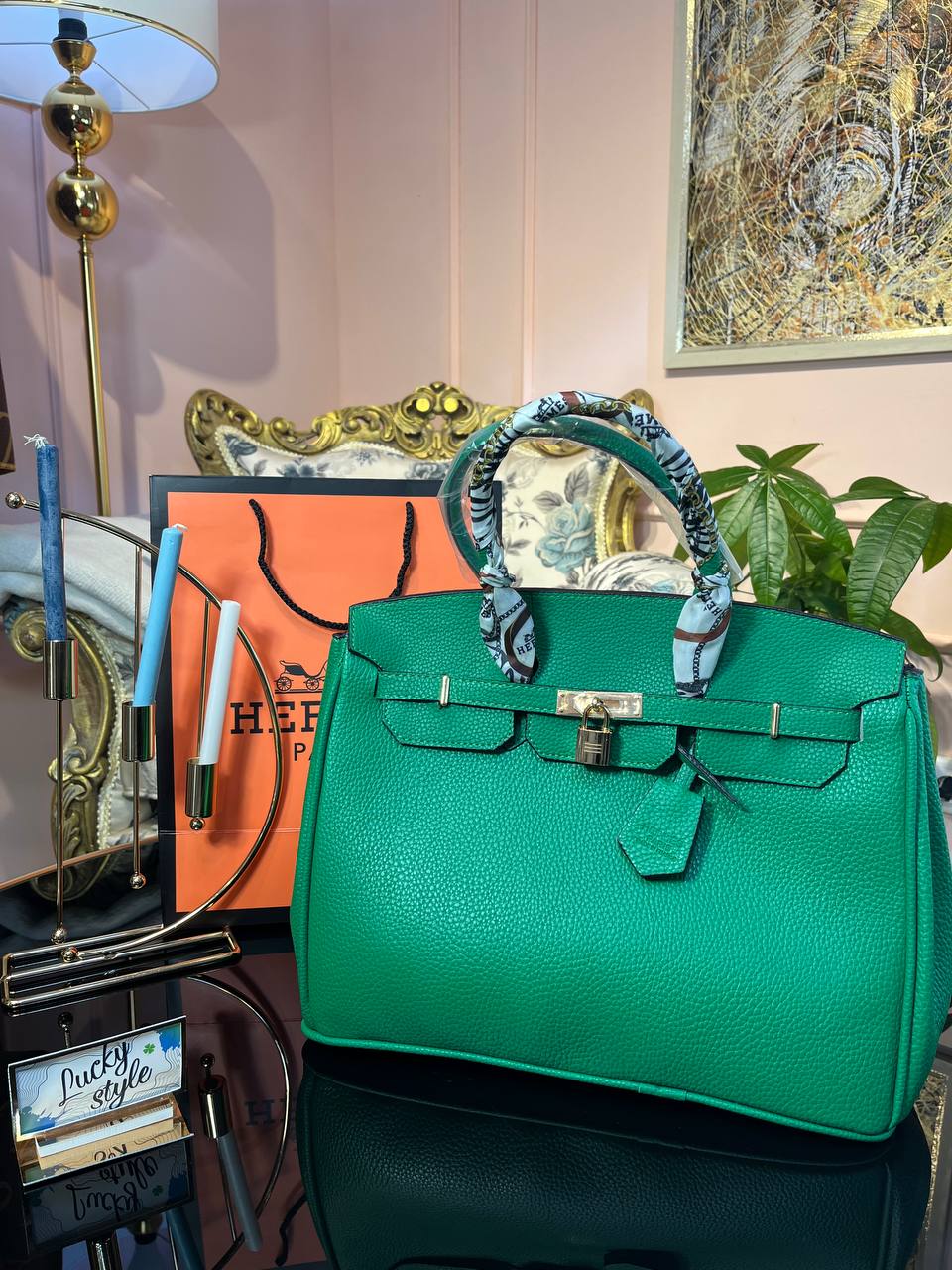 Зелёная сумка 35 см Hermes Birkin 4563873