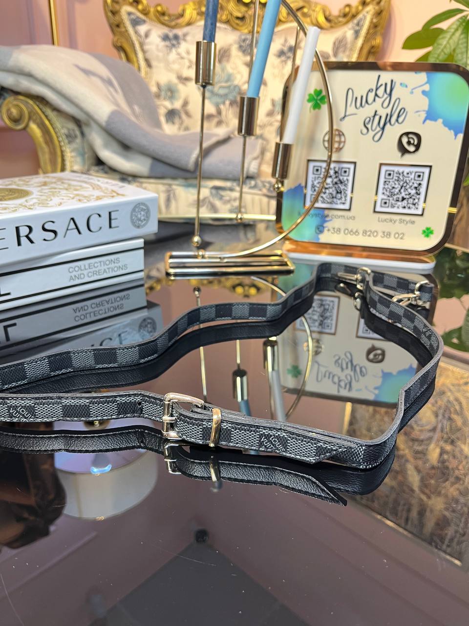 Съемный плечевой ремень Louis Vuitton серая шашка 55566123