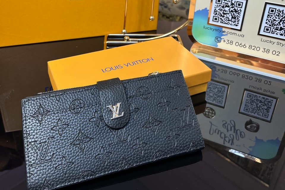 Кошелек Louis Vuitton черный на кнопке 135698