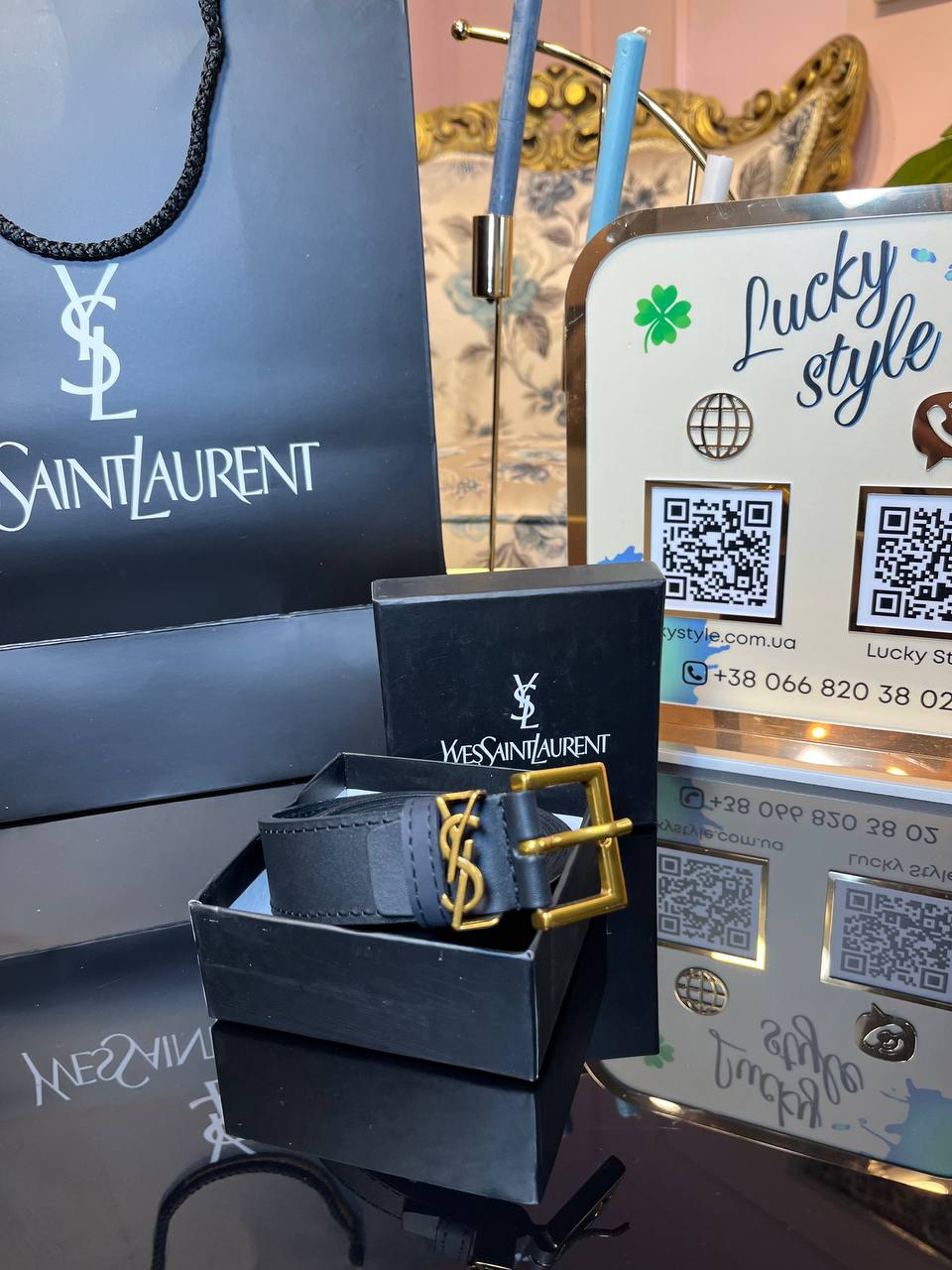 Ремень натуральная кожа Ysl 834521