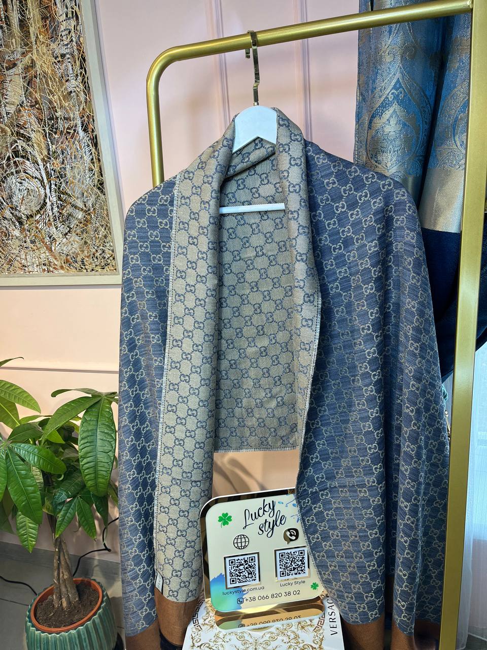 Шаль Гучи голубая 856342