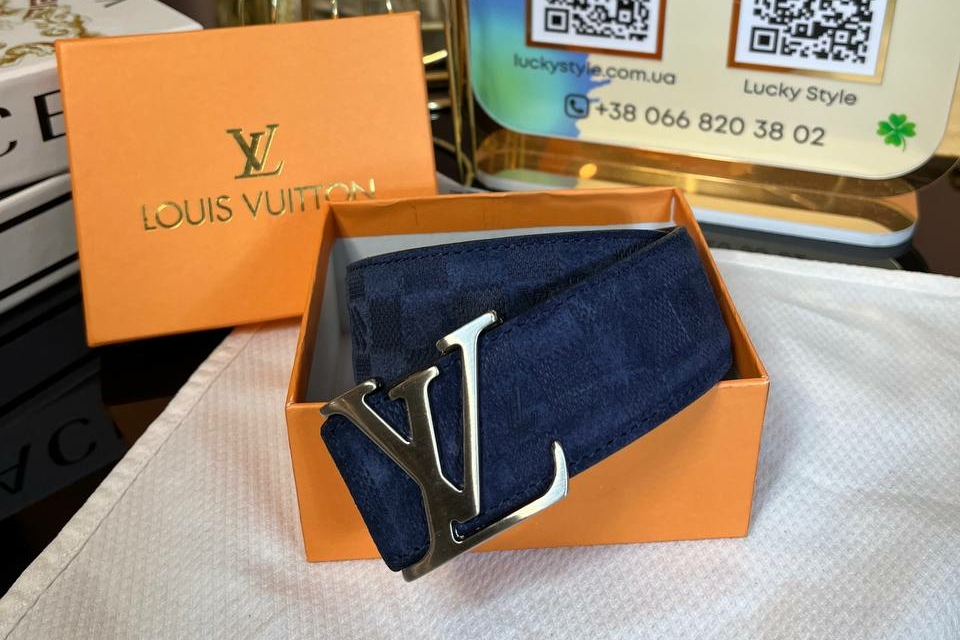 Ремень Louis Vuitton синий натуральная кожа 85545