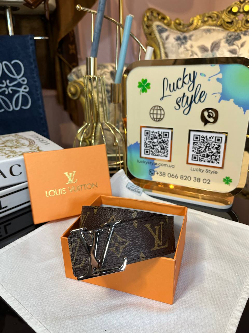 Ремень Louis Vuitton коричневый монограмм натуральная кожа 93365