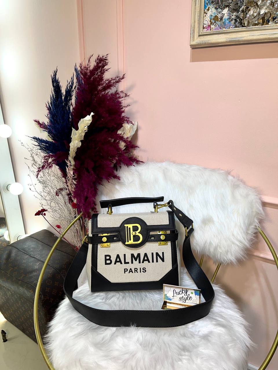 Сумка Balmain с чёрной вставкой 555489