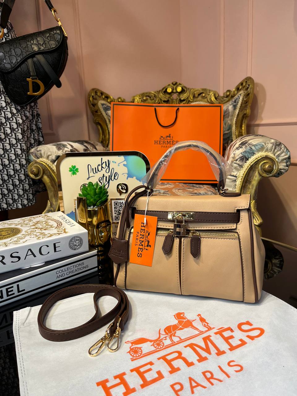 Сумка Hermes Kelly 25 см коричневая 95870