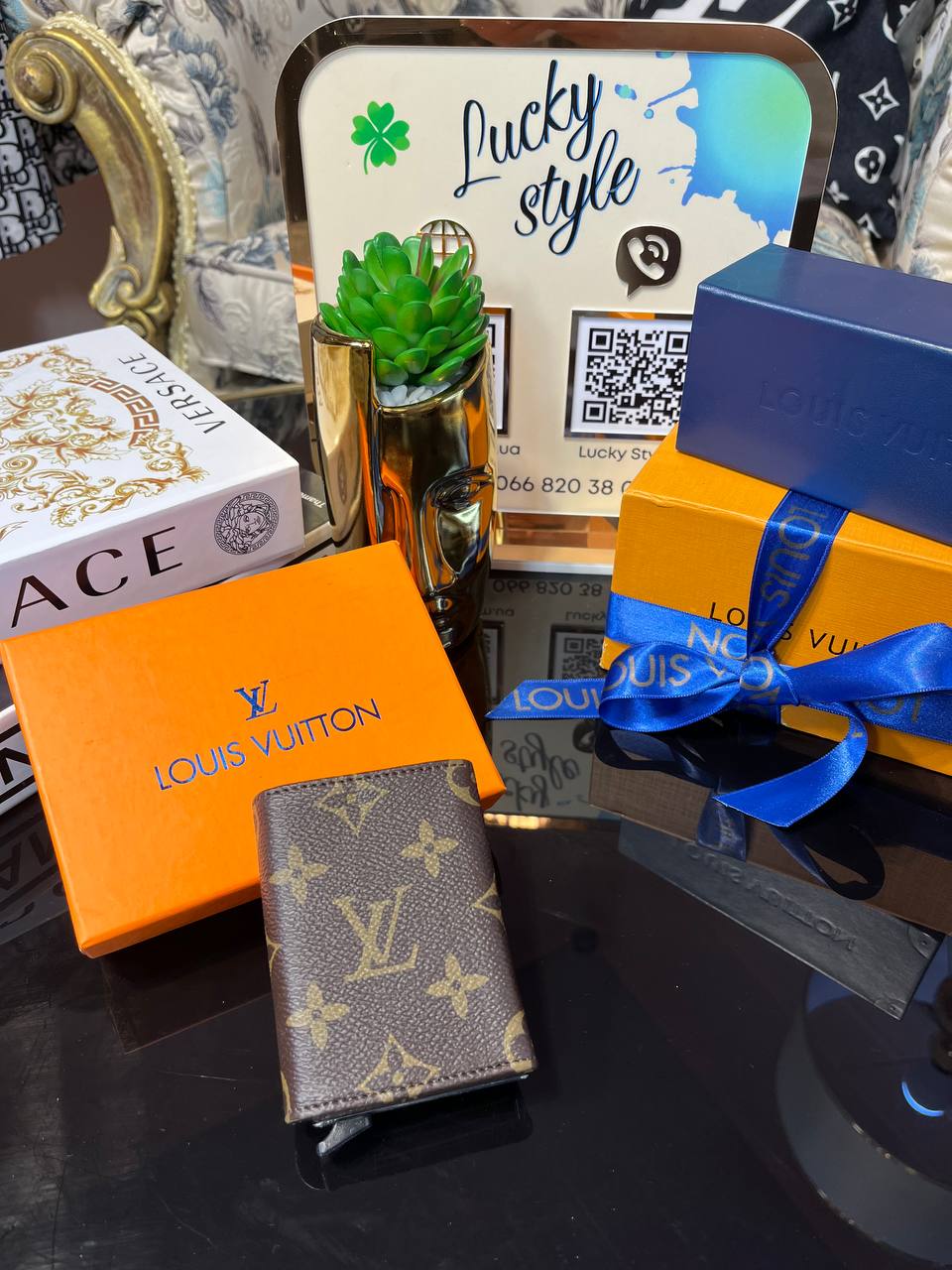 Портмоне Louis Vuitton с механическим картхолдером коричневый монограмм натуральная кожа 95879