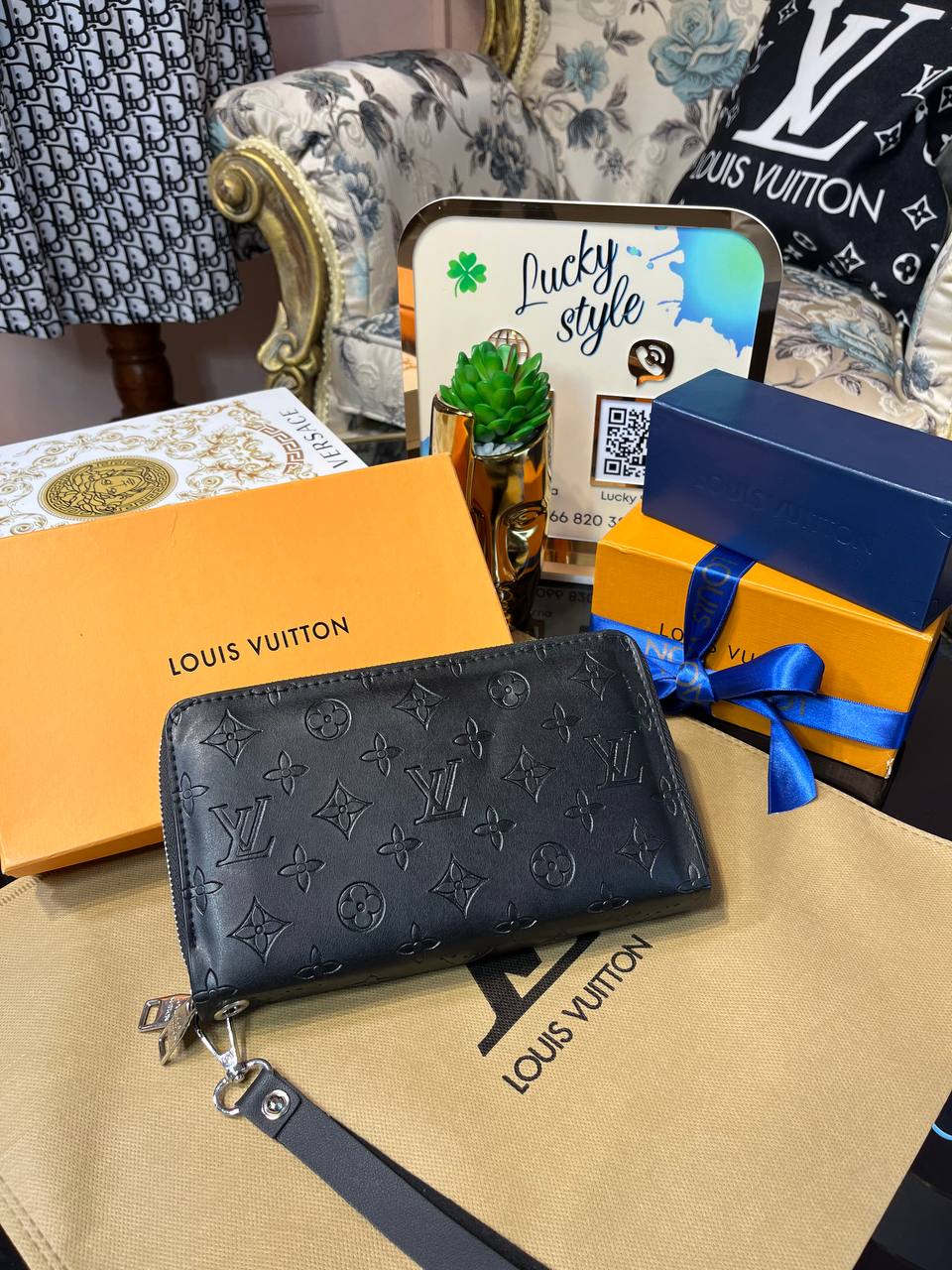 Барсетка-кошелек Louis Vuitton чёрный монограмм 95885