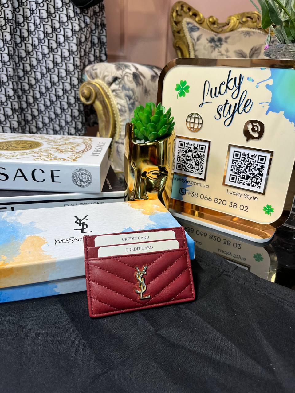 Картхолдер Ysl бордовый 95891