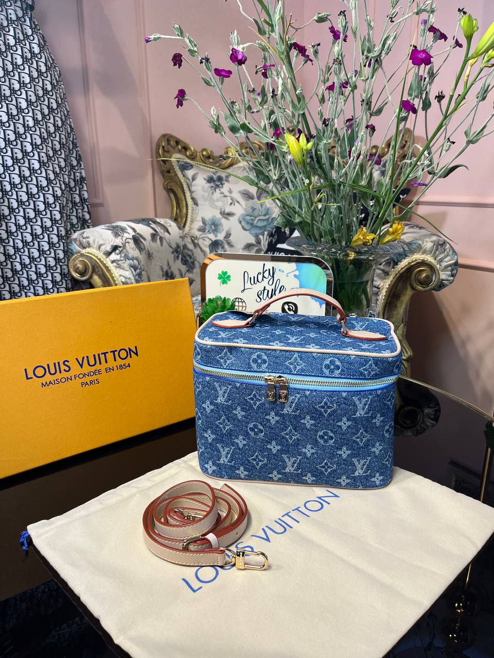 Косметичка Louis Vuitton большая джинс 95913