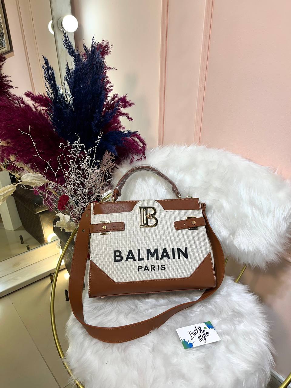 Сумка Balmain B-Buzz с коричневыми вставками 96005