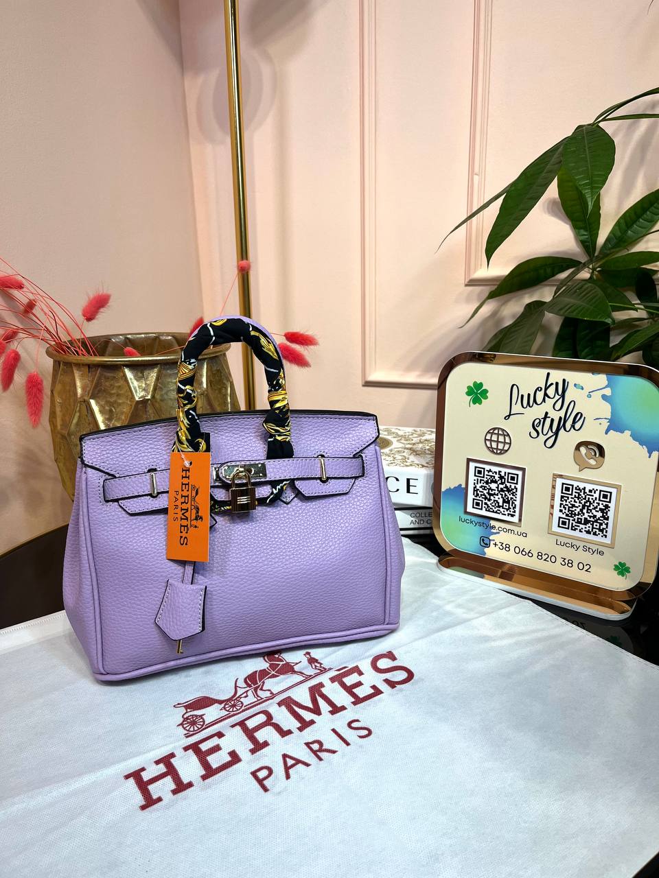 Сумка Hermes Birkin 25 см сиреневая золото 96036