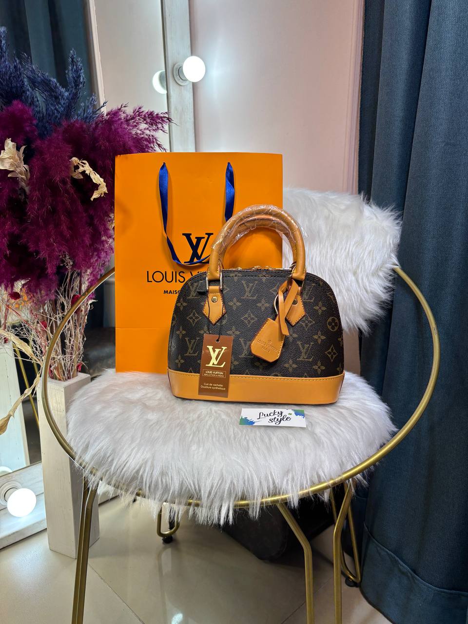 LOUIS VUITTON - Alma с коричневыми вставками 24 см 97129