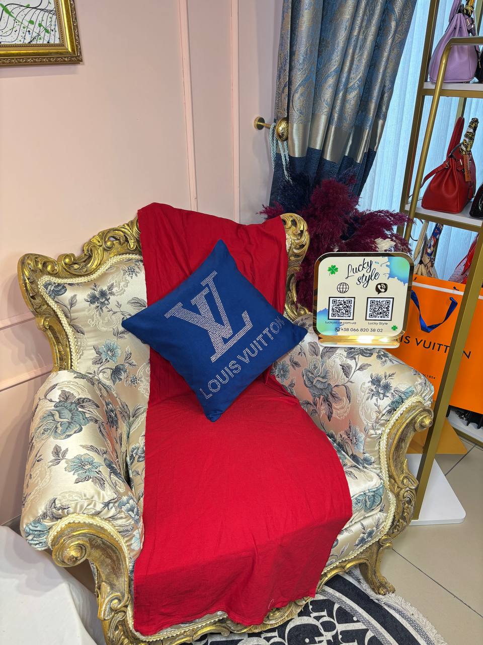 Подушка Louis Vuitton синяя 96266