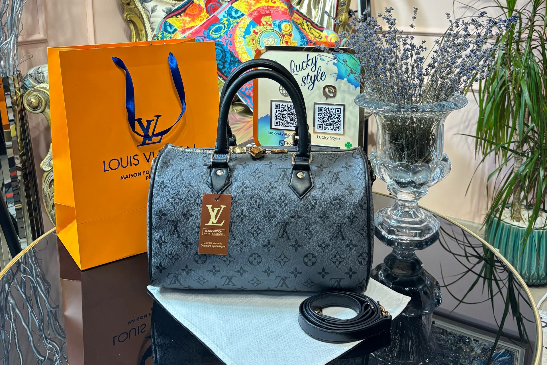 Сумка Louis Vuitton Speedy 30 см серый монограмм 95428