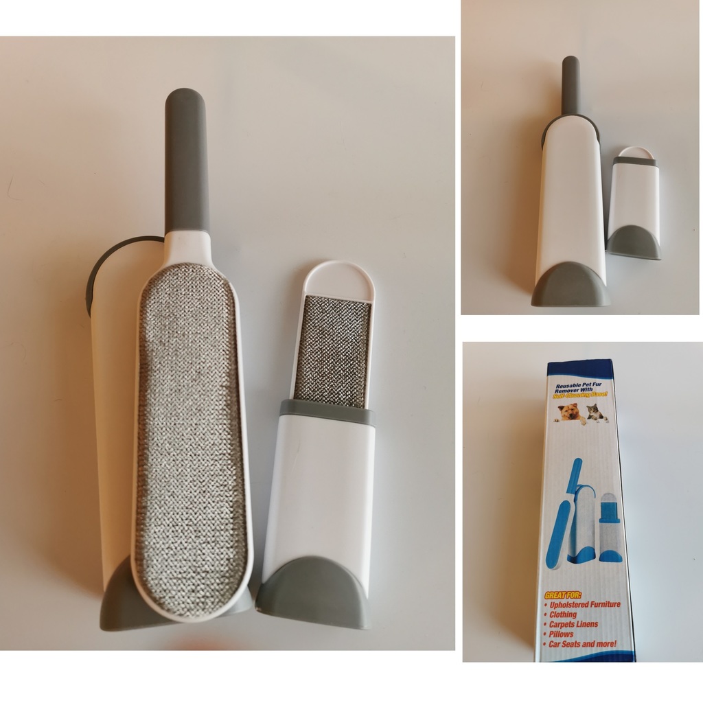 2er-Set Tierhaar- und Fusselbürsten in 2 Größen mit Reinigungs-Hüllen