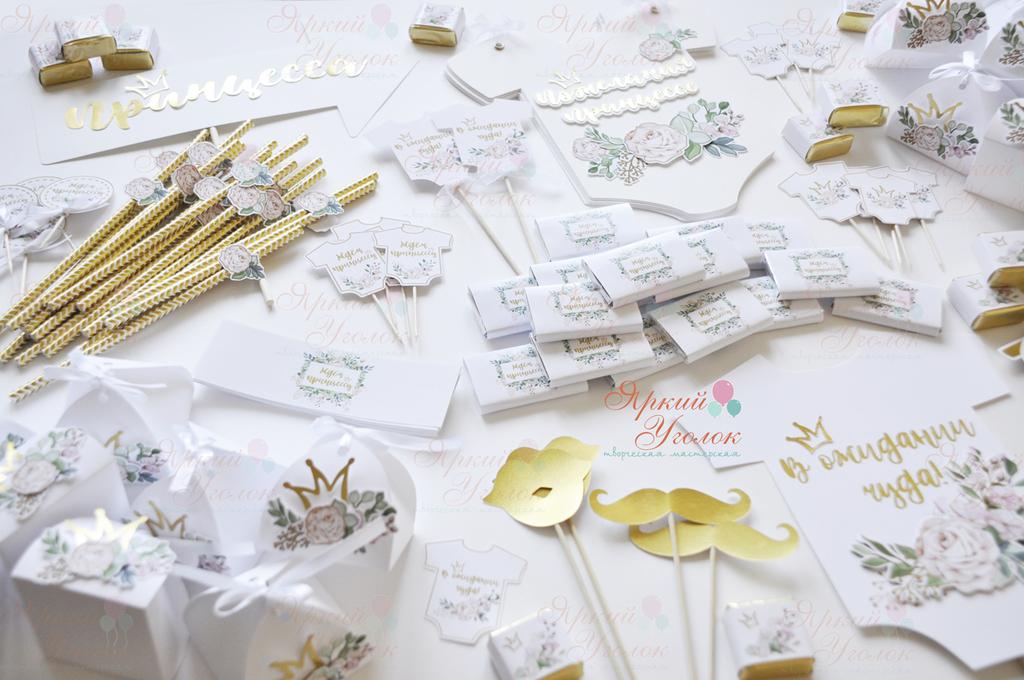 Топперы напечатанные круглые с бантиком на Baby Shower