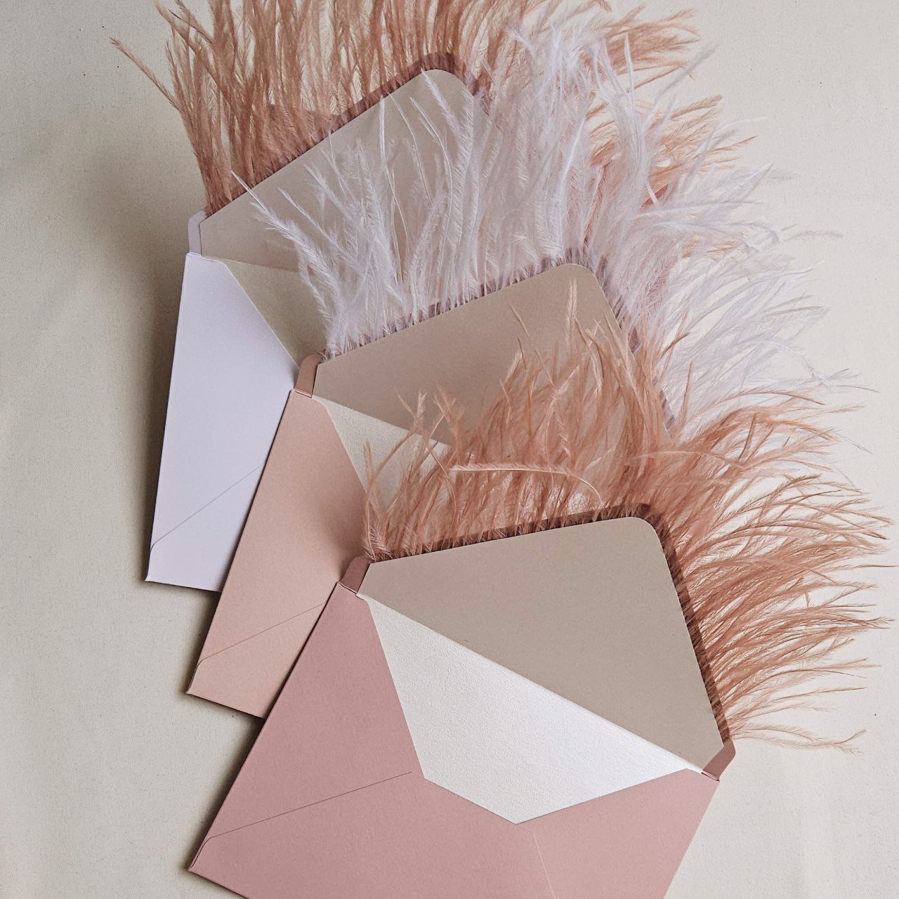 13*18 см Конверт картонний з пір'ям.