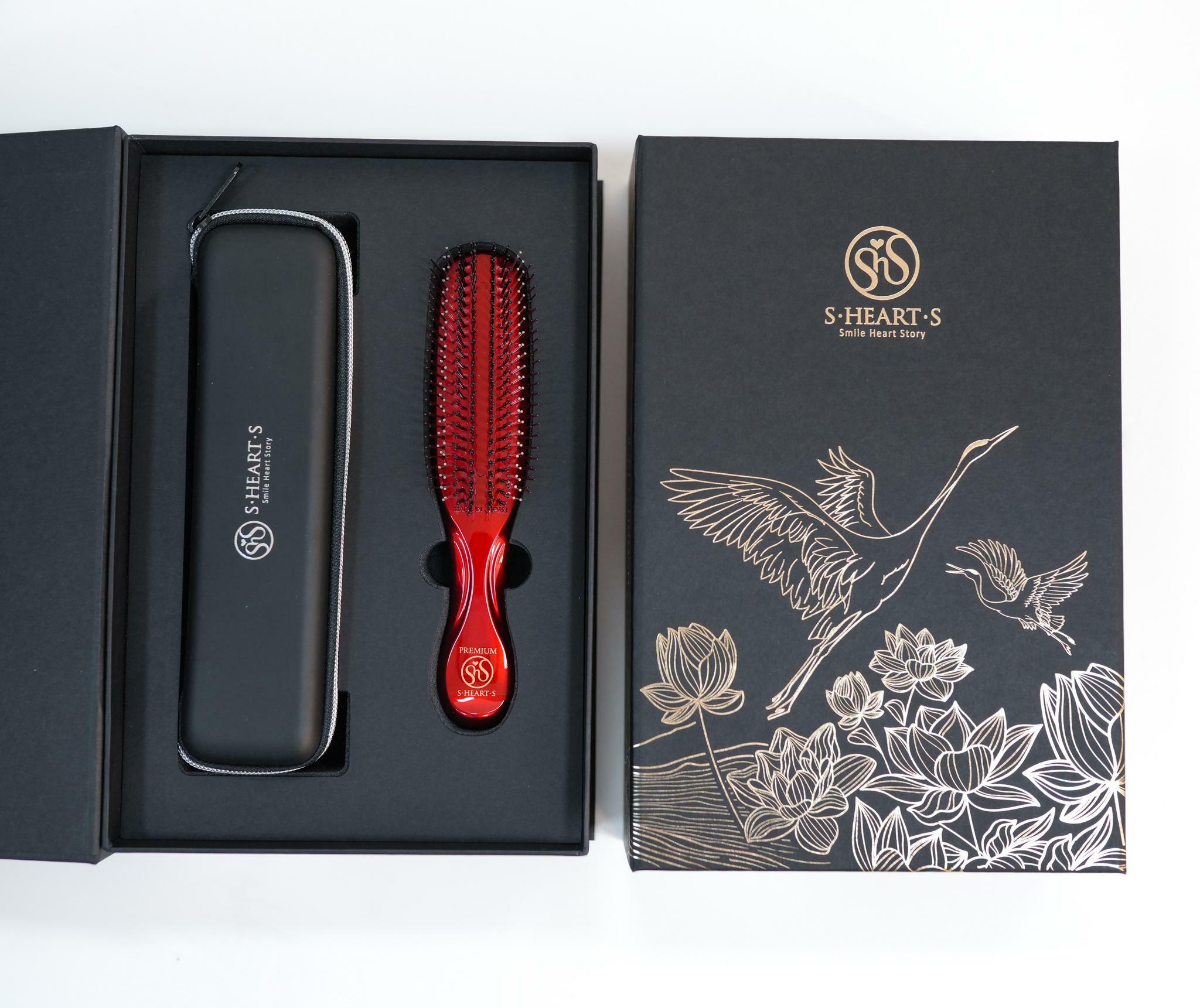 Подарочный набор с японской расческой Scalp Brush PREMIUM RED