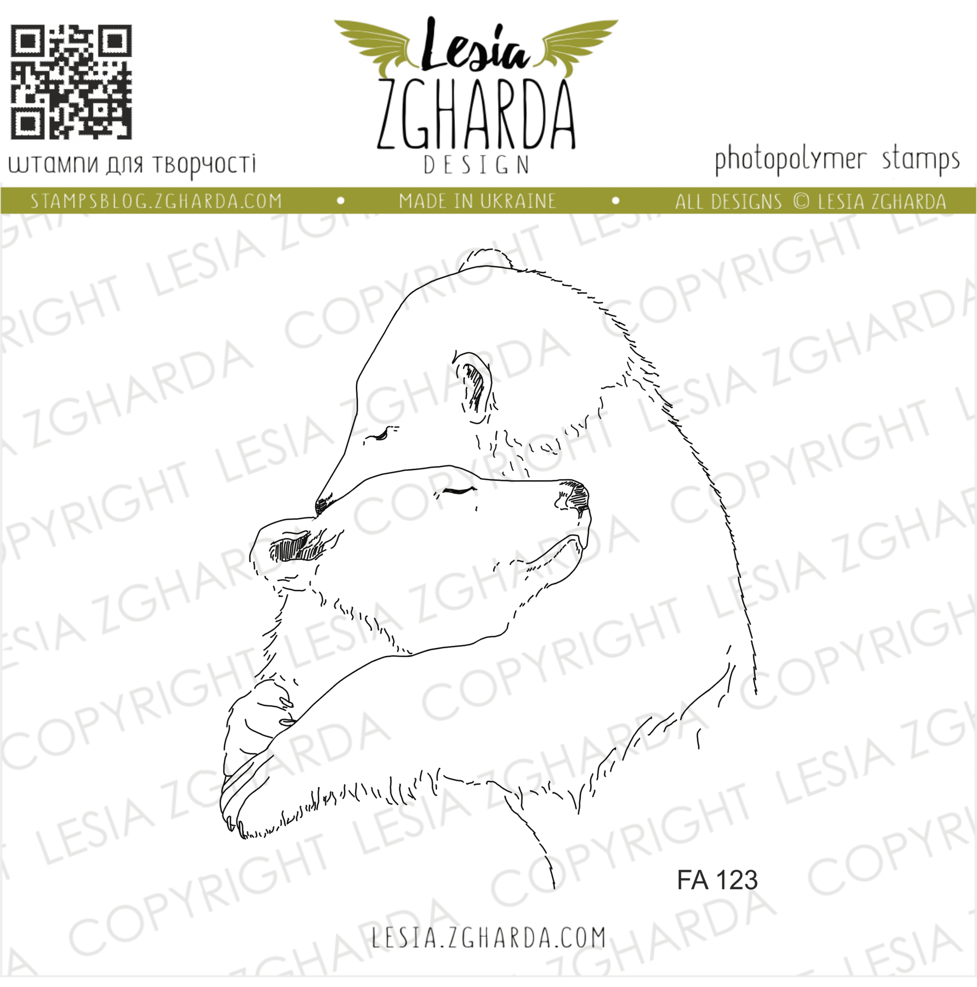 {FA123} Stamp "Bear love"