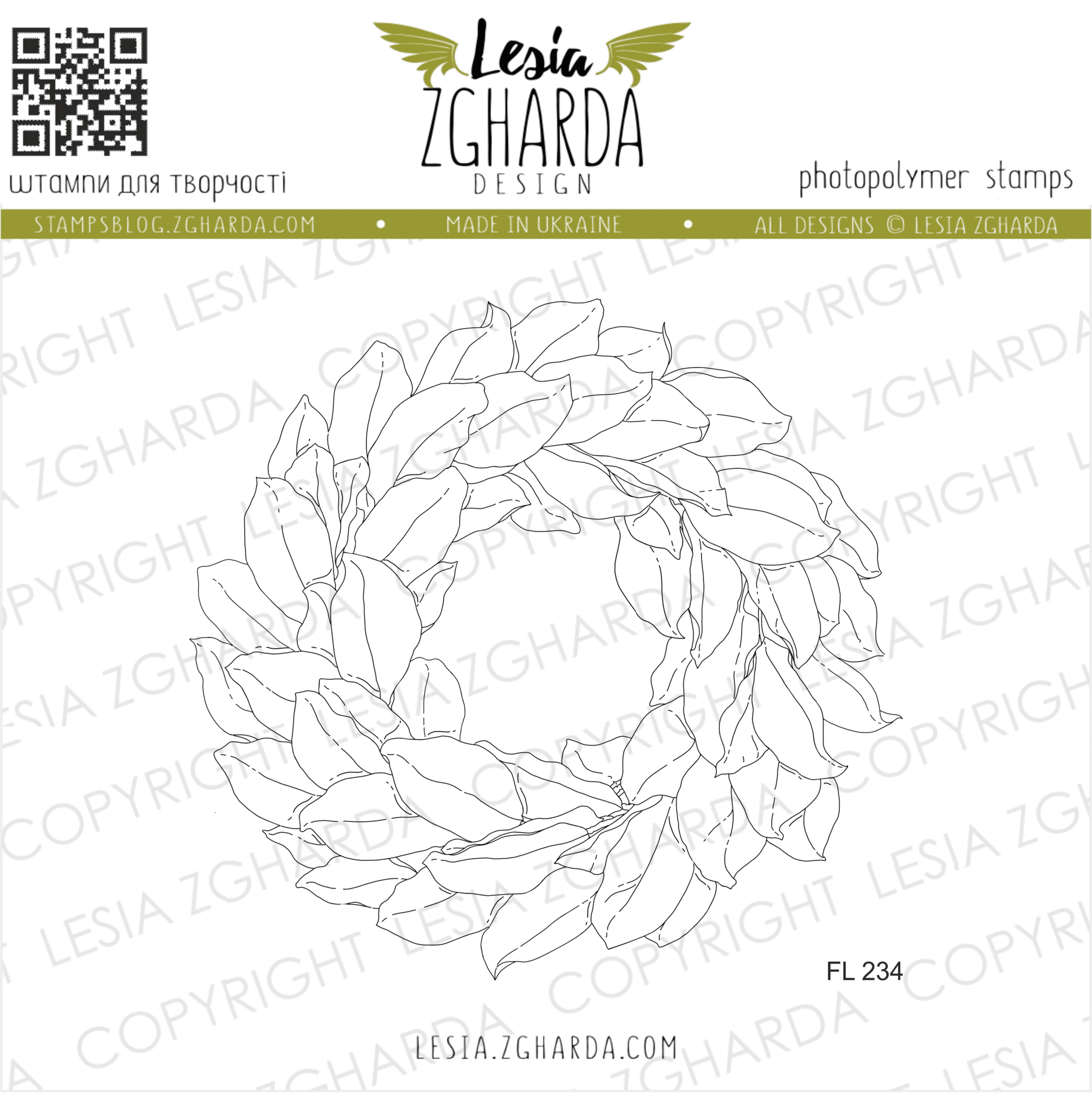 {FL234} Stamp "Magnolia wreath"