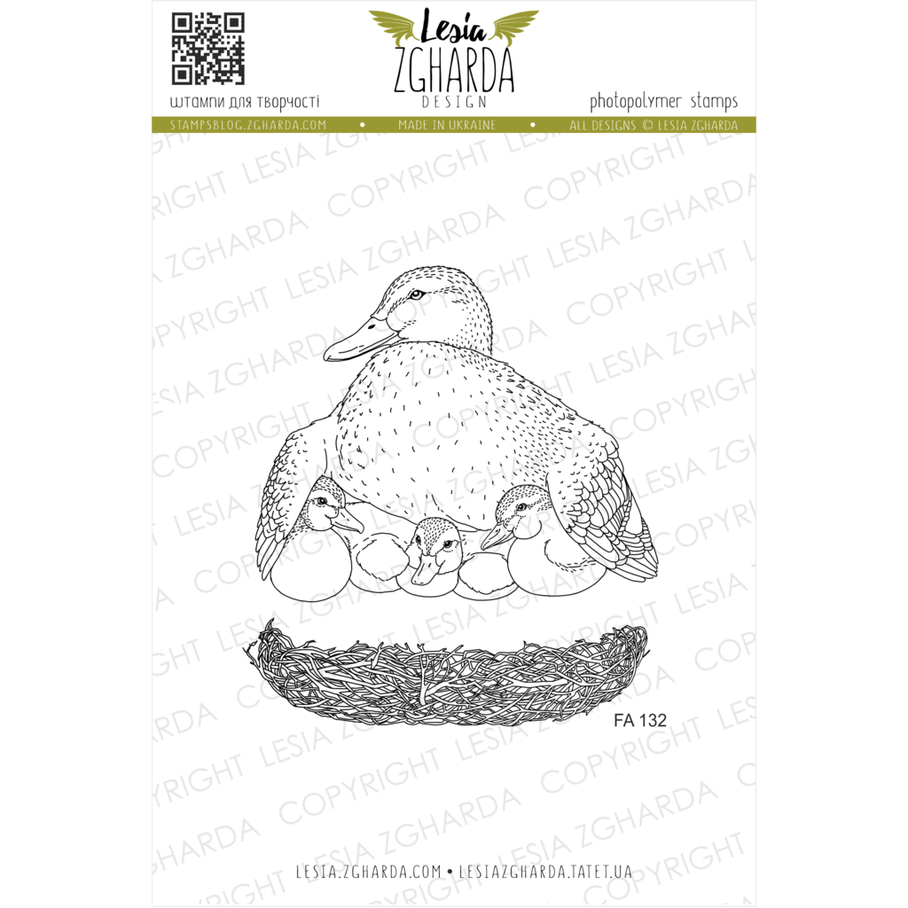 {FA132} Stamp Set  "Mommy ducklings"