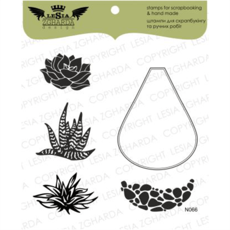 {N066} Stamp Set "Succulents in bulb"