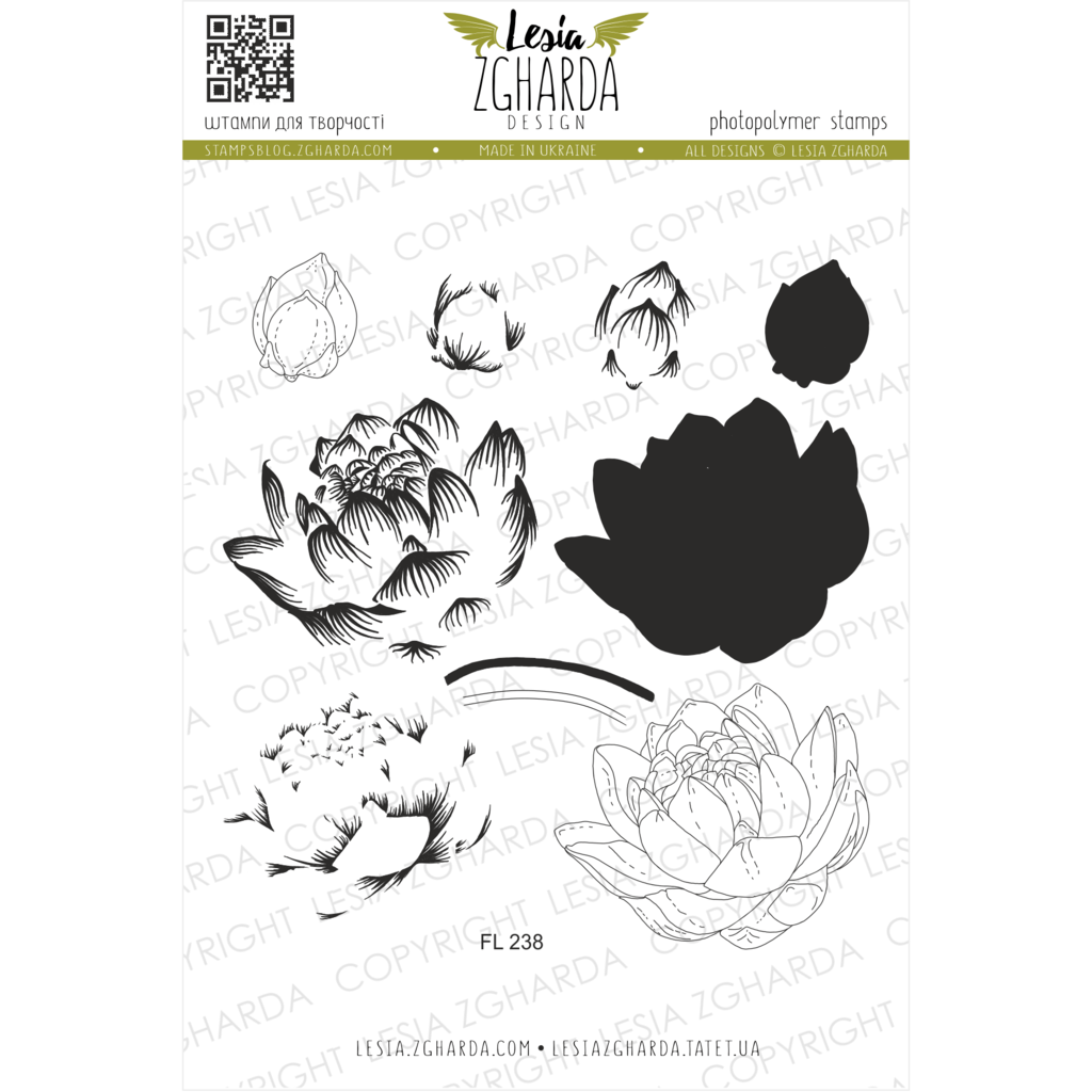 Lesia Zgharda Stamps {FL238} Waterlily stamp set. A lot of floral stamps, lily stamp, flower stamps, nature stamps, spring stamps and others clear stamp you can find in the store lesia.zgharda.com Welcome!
