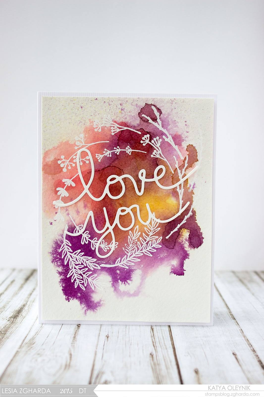 {FL116} Stamp set "Branches wreath with -LIVE LIFE IN COLOR- sentiment"