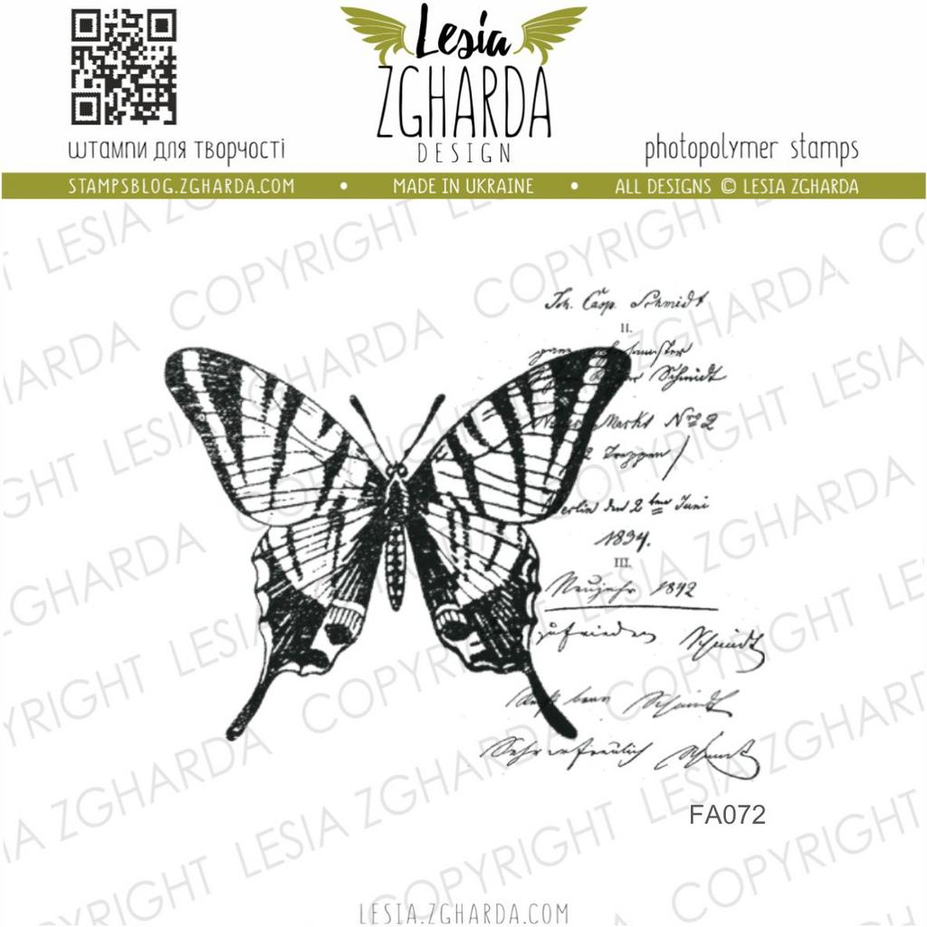 Image - Butterfly with a handwritten background stamp by Lesia Zgharda clear stamps