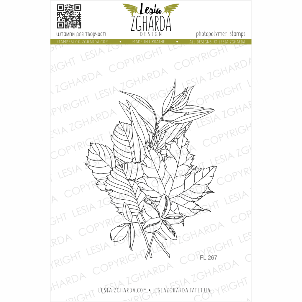Image - Fall leaves bouquet stamp (small) by Lesia Zgharda clear stamps