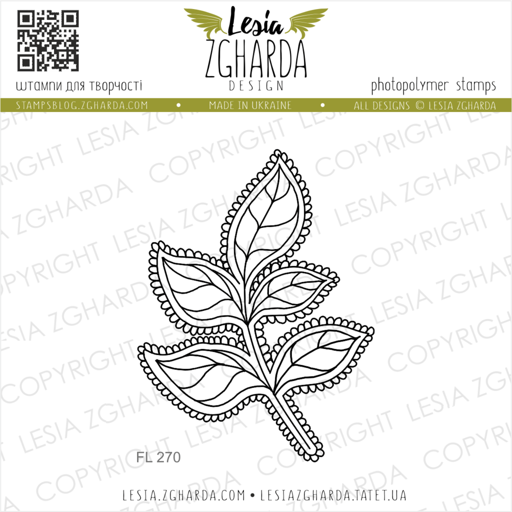 Image - Flor de Muerto or Day of the Dead large leaf stamp by Lesia Zgharda clear stamps