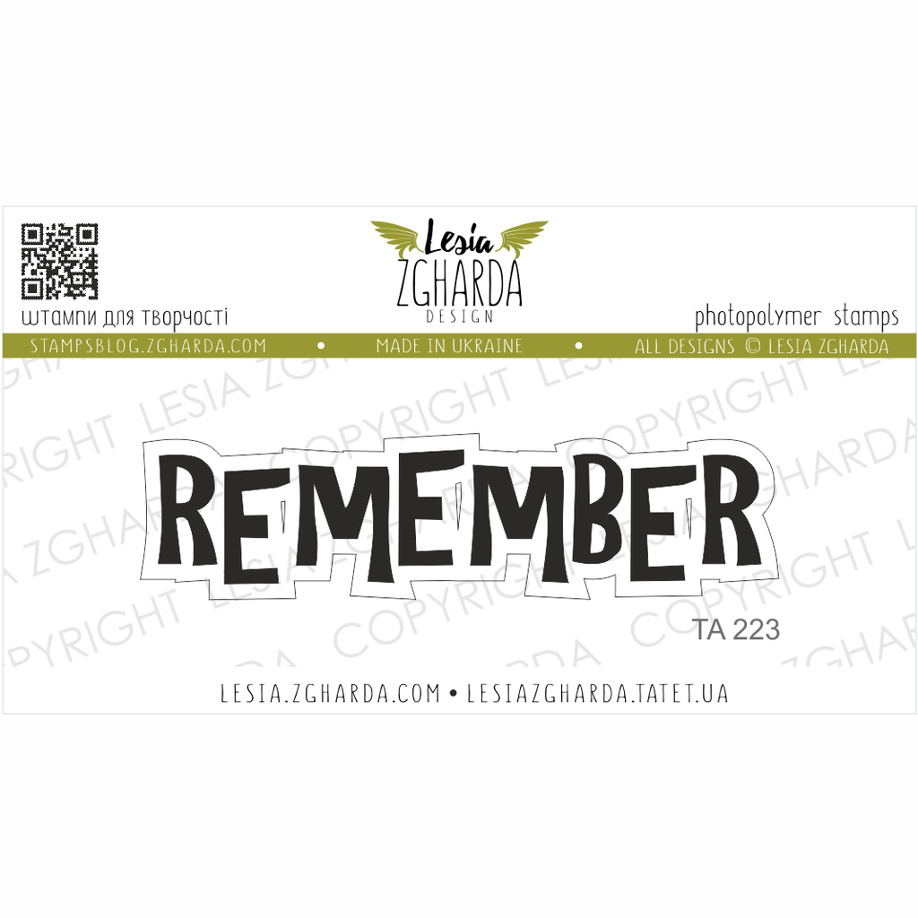 Image - Remember sentiment stamp by Lesia Zgharda clear stamps