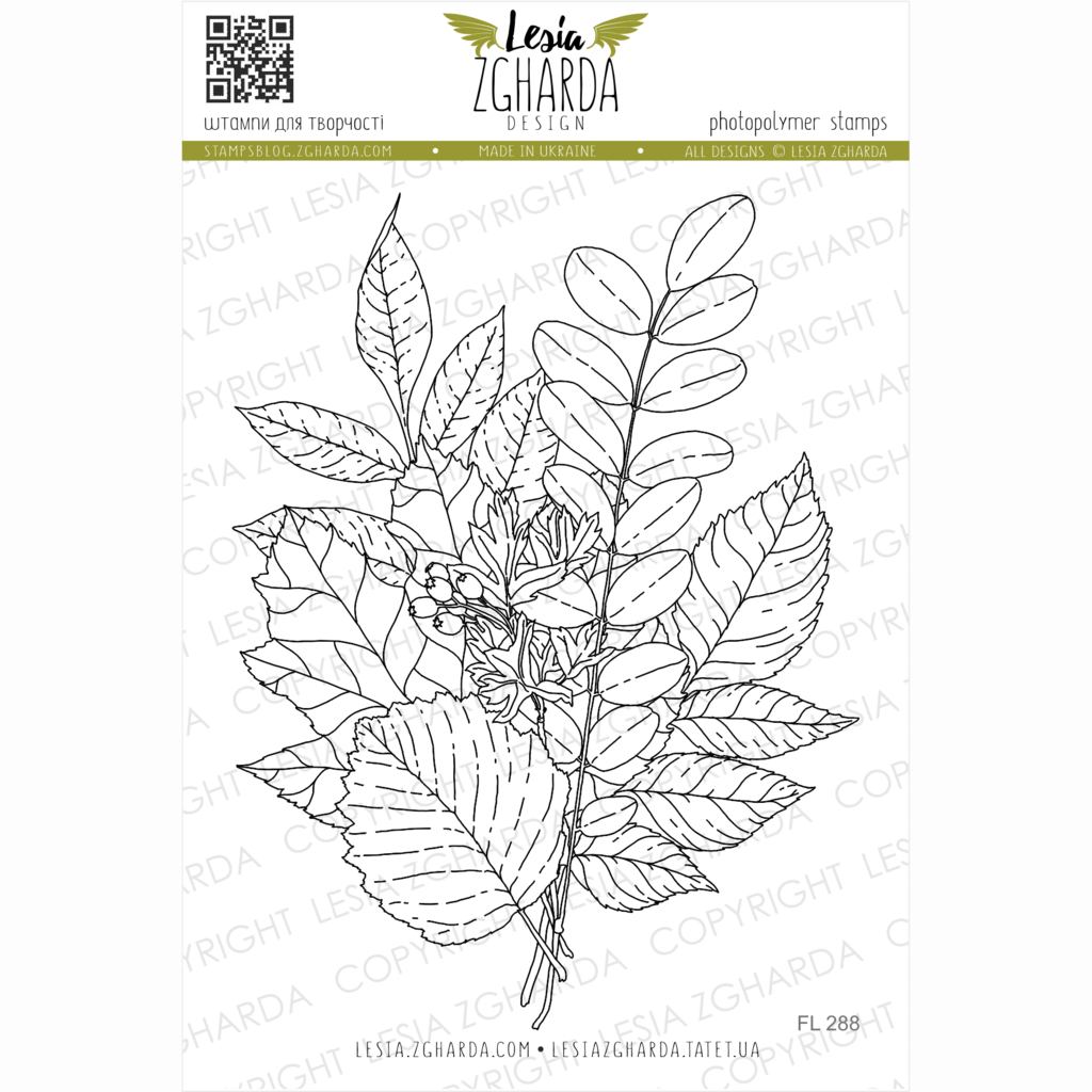 {FL288} Stamp "Fall bouquet with berries (large)"