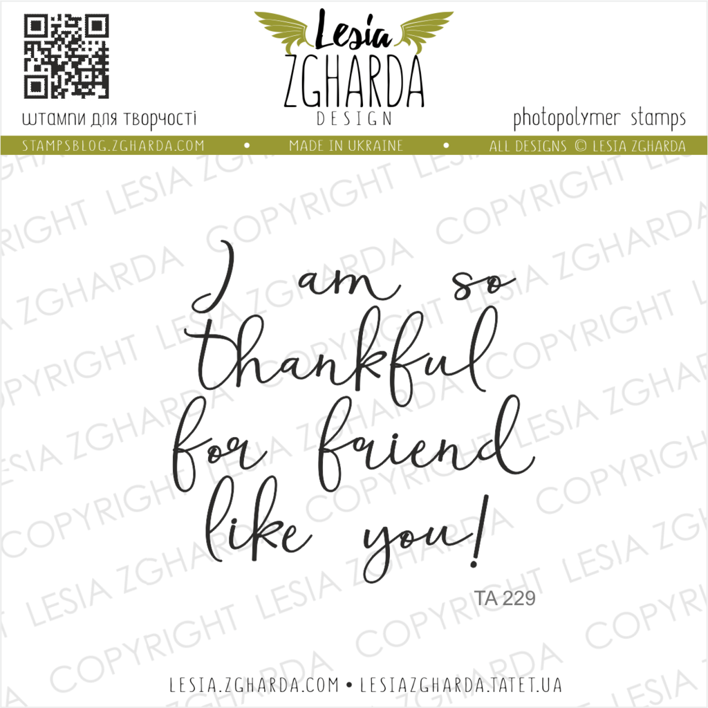 {TA229} Stamp "I am so thankful for friend like you!"