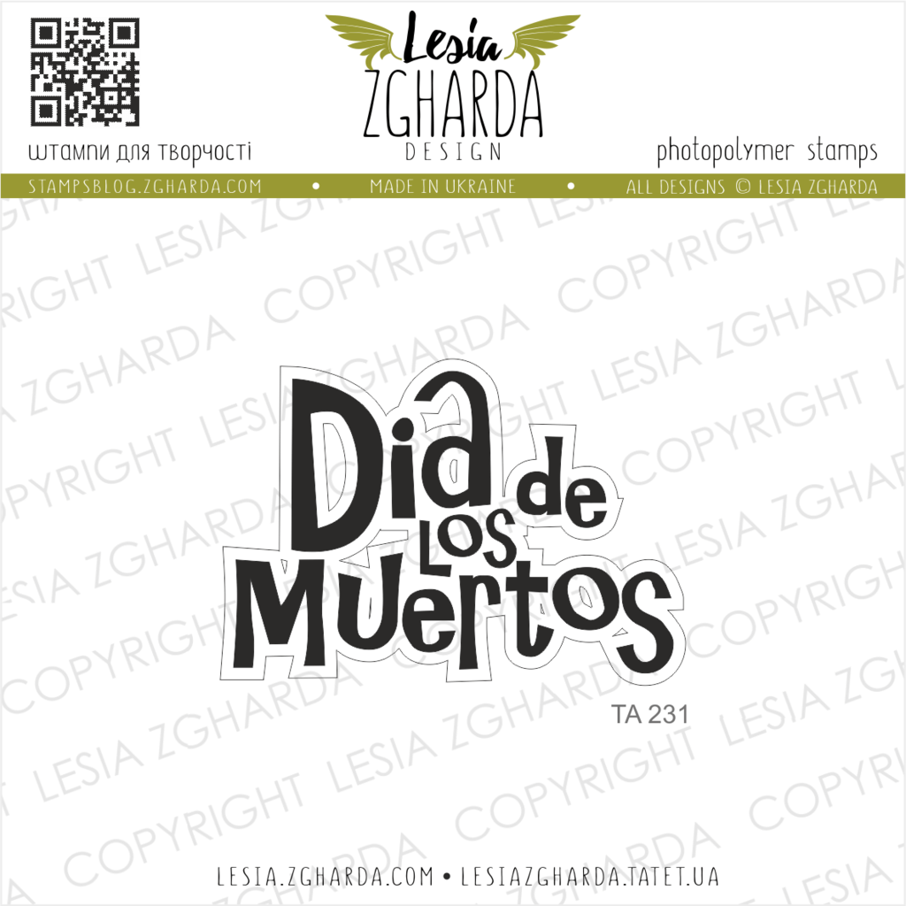 Image - Día de los Muertos sentiment stamp by Lesia Zgharda clear stamps