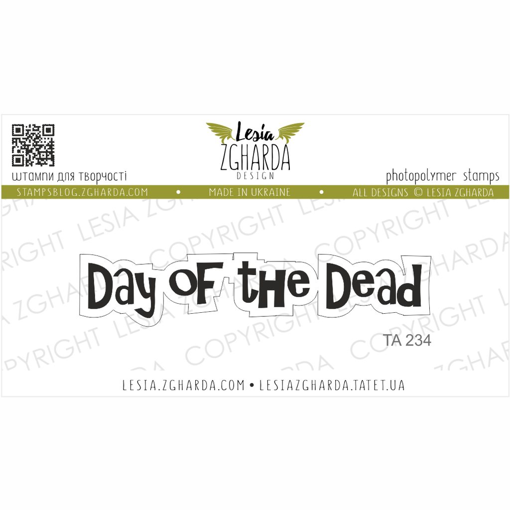 Image - Day of the Dead sentiment stamp by Lesia Zgharda Lamuerte clear stamps