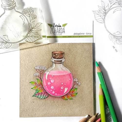 {RE100} Stamp "Bottle stamp with flower"