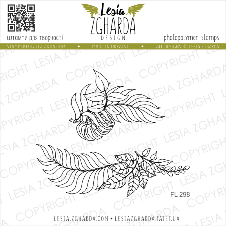 Lesia Zgharda Stamps {FL298} Branches with leaves | Stamp Set.  A lot of tropical leaf stamp, palm tree stamp, nature stamps products, leaf stamps, floral stamp, and others clear stamp you can find in the store lesia.zgharda.com Welcome!