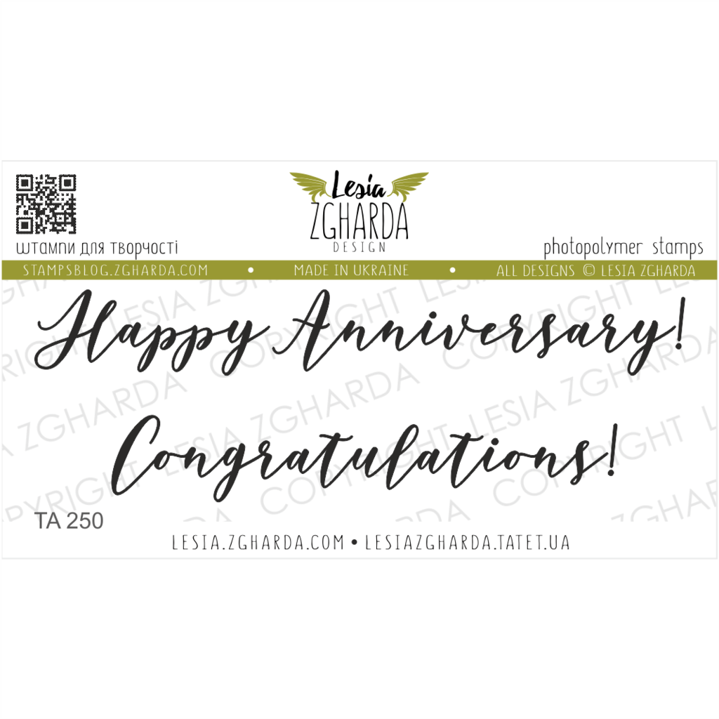 {TA250} Stamp Set "Sentiment stamps "Happy anniversary! Congratulations!"