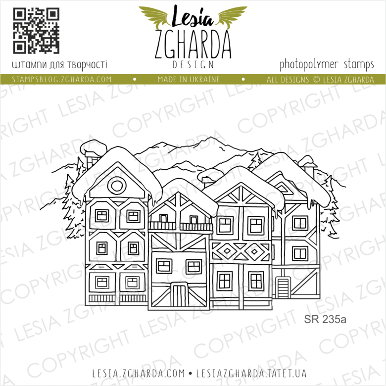 Winter village stamp | Lesia Zgharda clear stamps