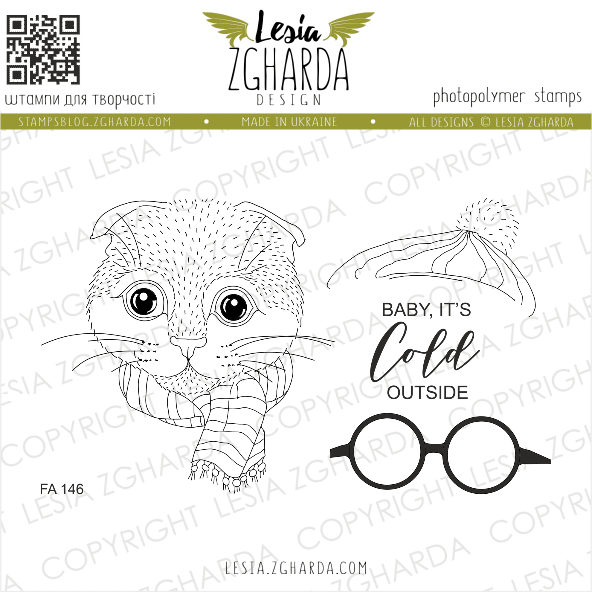 {FA146} Stamp Set "Christmas cat"