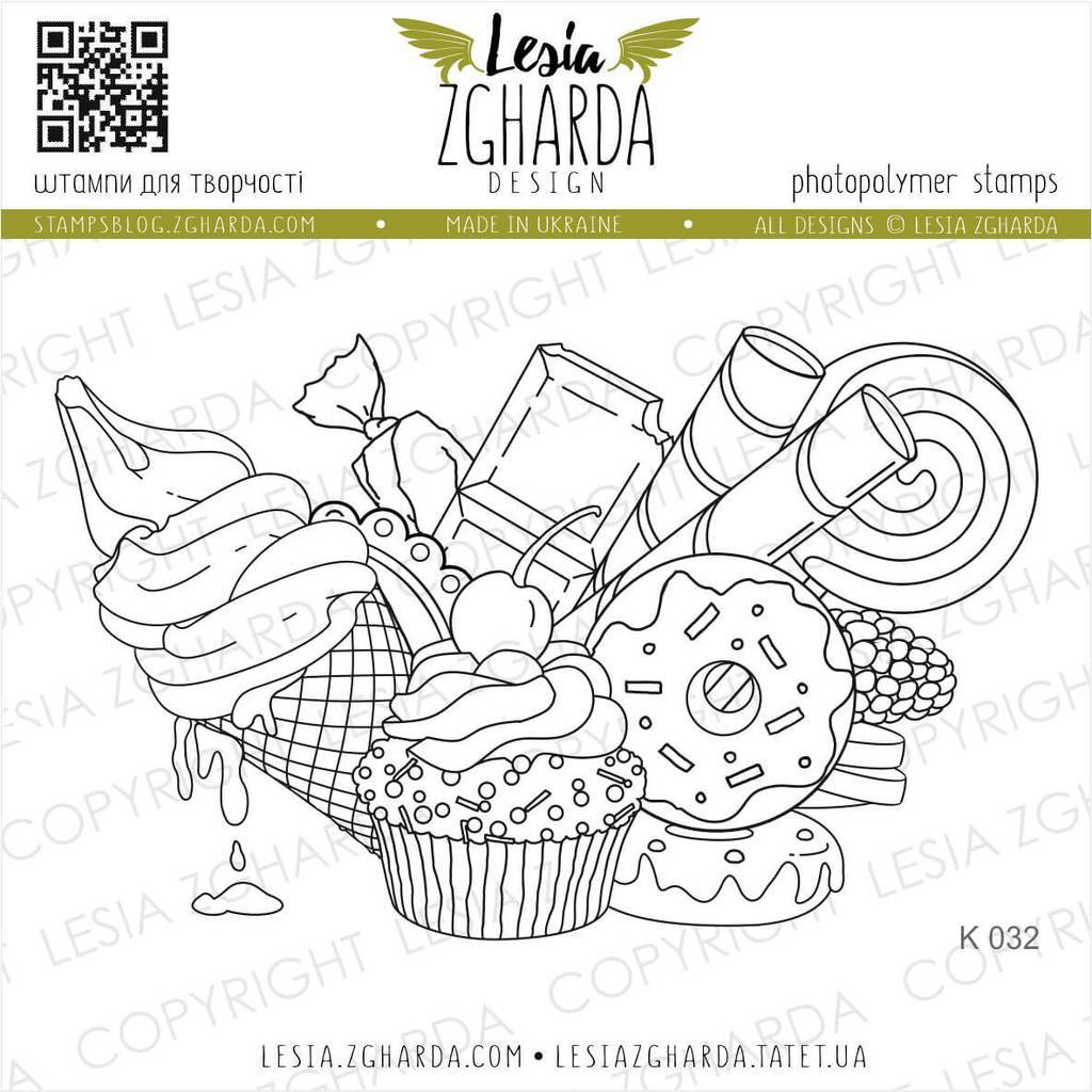 Sweets stamp | Lesia Zgharda Stamps