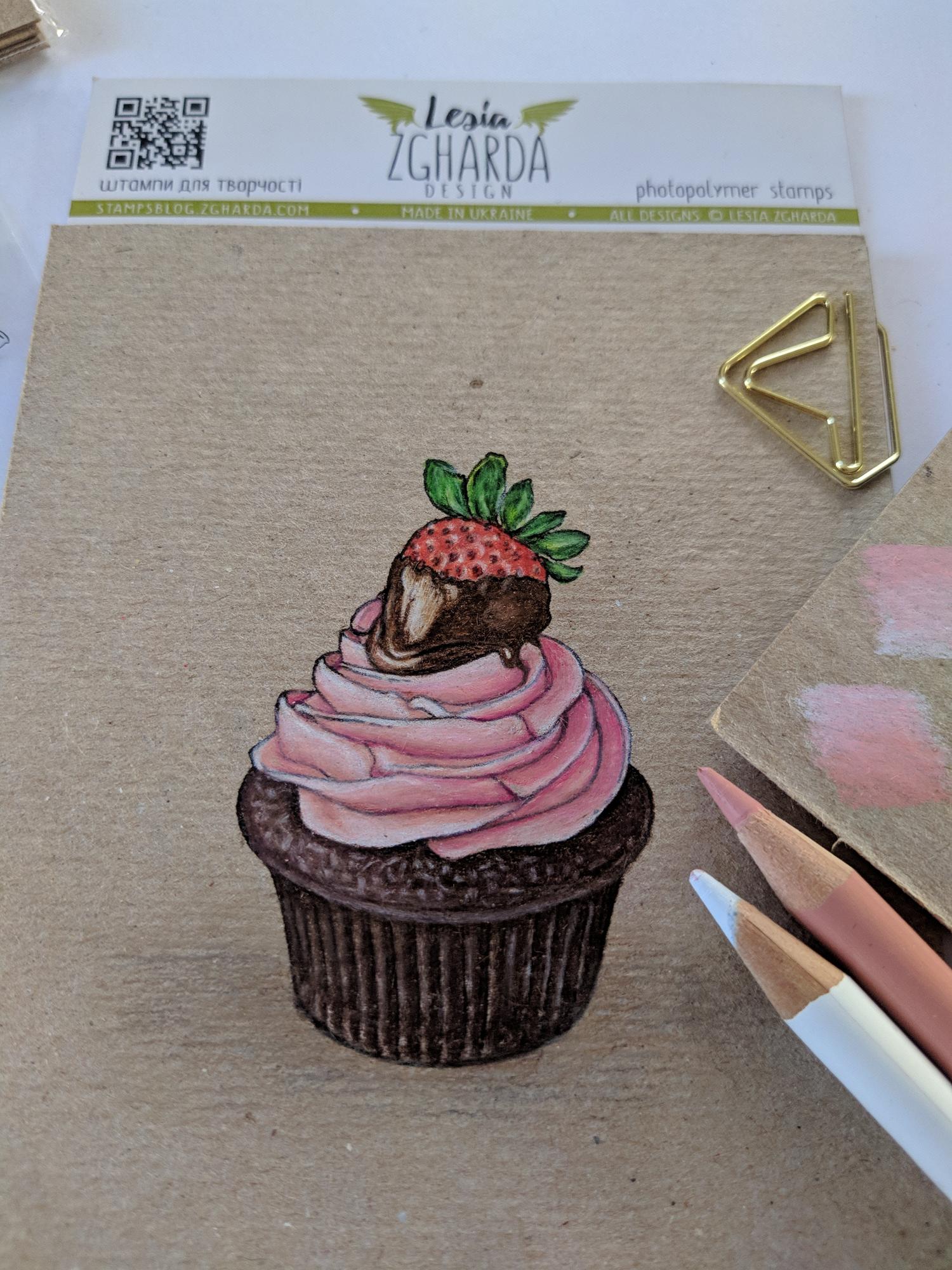 {K040} Stamp Set "Strawberry cupcake"