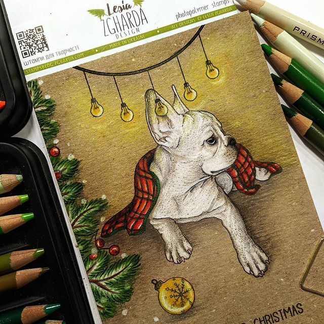 {SR245} Stamp Set "French bulldog under the blanket with sentiment"