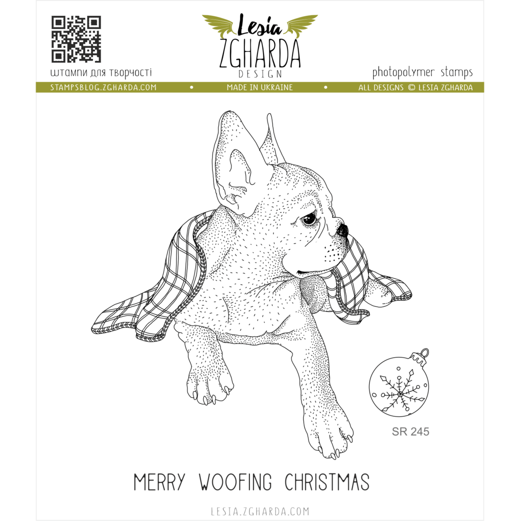 {SR245} Stamp Set "French bulldog under the blanket with sentiment"