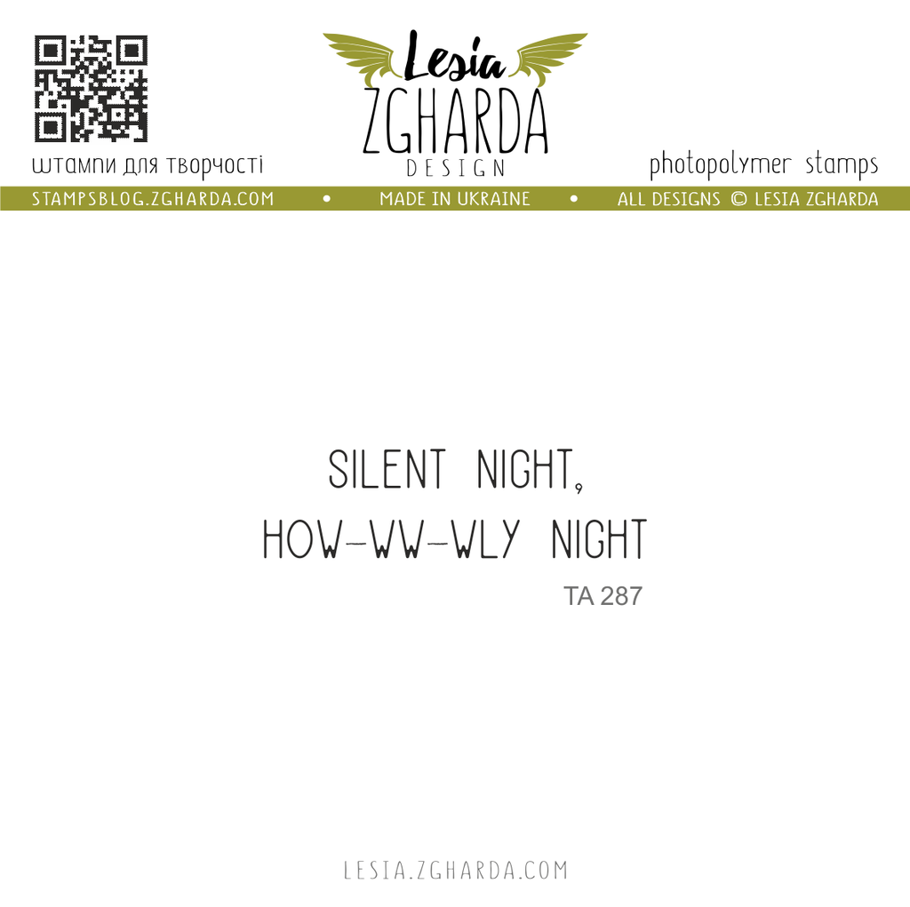 Image - Silent night, how-ww-wly night sentiment stamp by Lesia Zgharda Christmas clear stamps